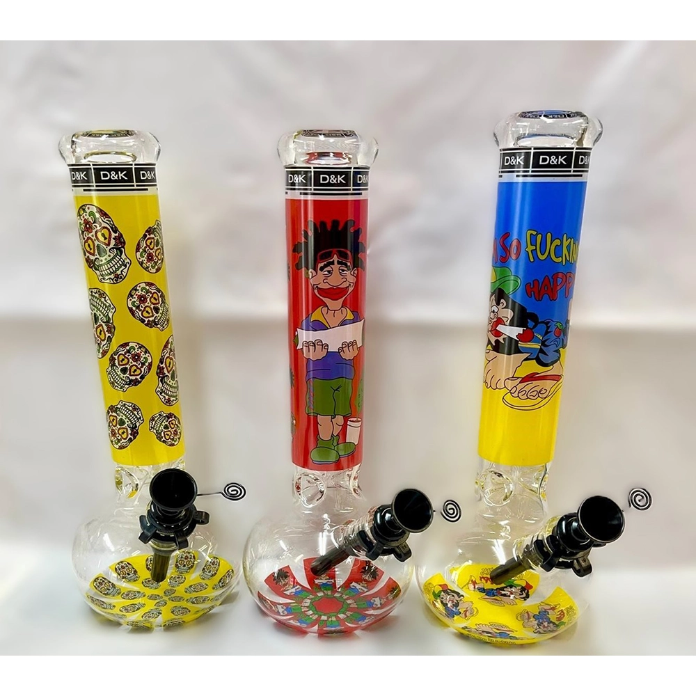 D & K 21cm High Quality Shiny Glass Bong 