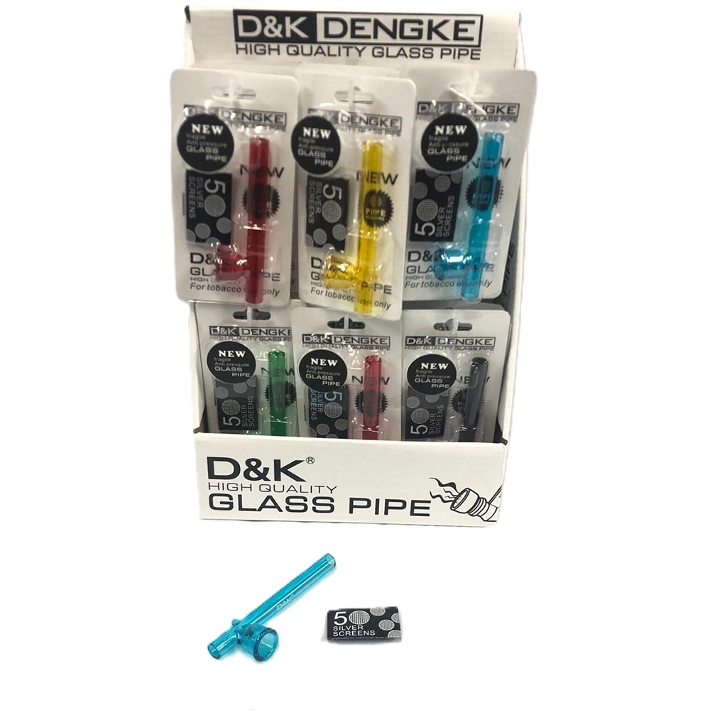 D & K 10cm Colour Glass Pipe (Pack of 24)