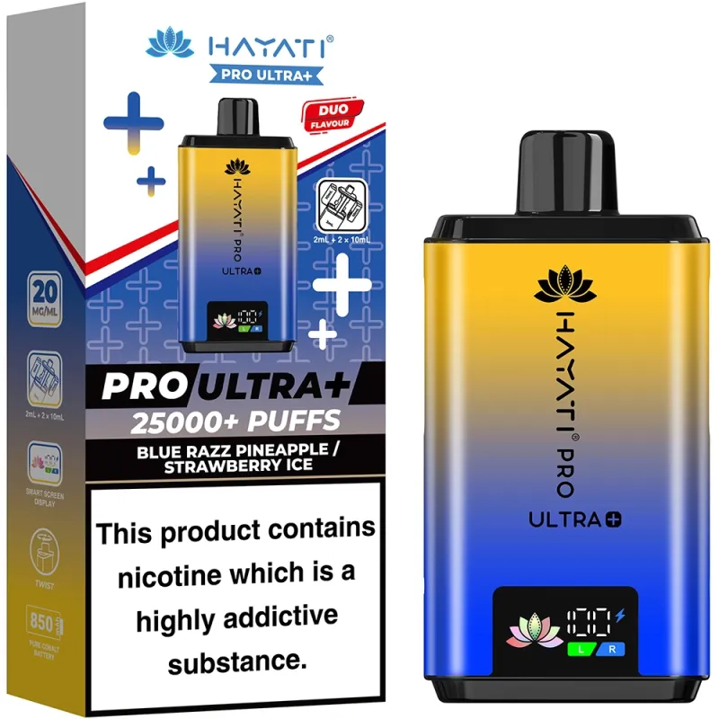 Hayati 25,000 Puffs Kits Blue Razz Pineapple & Strawberry Ice