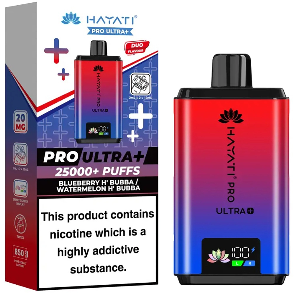 Hayati 25,000 Puffs Kits Blueberry Hubba Bubba & Watermelon Hubba Bubba