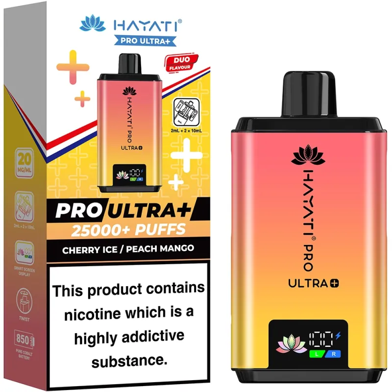 Hayati 25,000 Puffs Kits Cherry Ice & Peach Mango