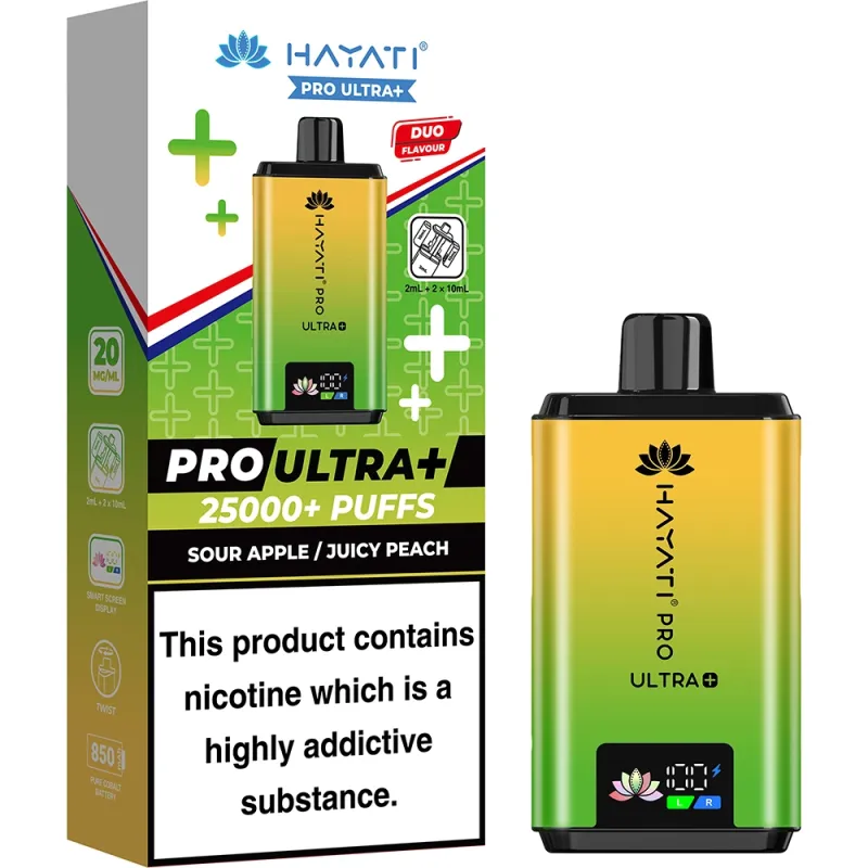 Hayati 25,000 Puffs Kits Sour Apple & Juicy Peach