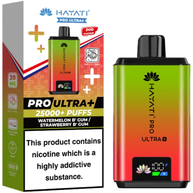 Hayati 25,000 Puffs Kits Watermelon Bubblegum & Strawberry Bubblegum