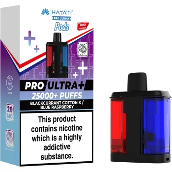 Hayati 25,000 Puffs Prefilled Pods Blackcurrant Cotton Candy & Blue Raspberry