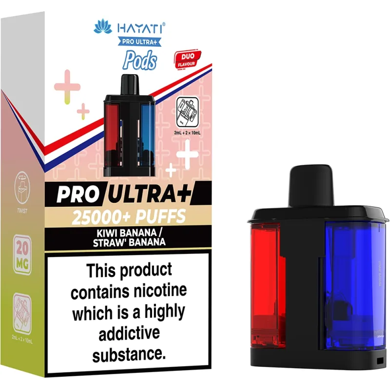 Hayati 25,000 Puffs Prefilled Pods Kiwi Banana & Strawberry Banana