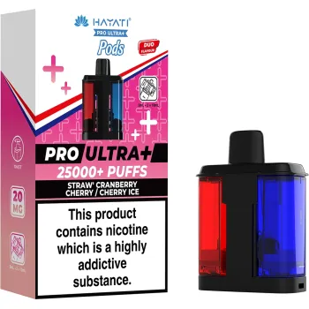 Hayati 25,000 Puffs Prefilled Pods Strawberry Cranberry Cherry & Cherry Ice