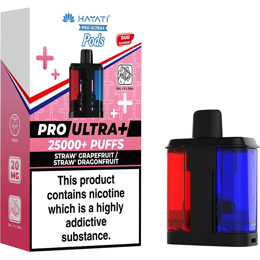 Hayati 25,000 Puffs Prefilled Pods Strawberry Grapefruit & Strawberry Dragonfruit