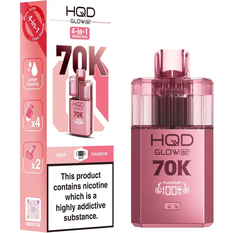 HQD Glow Air 70,000 Puffs Kits Bear & Rainbow
