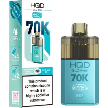 HQD Glow Air 70,000 Puffs Kits Blueberry Cherry Cranberry & Blue Razz Gummy Bear