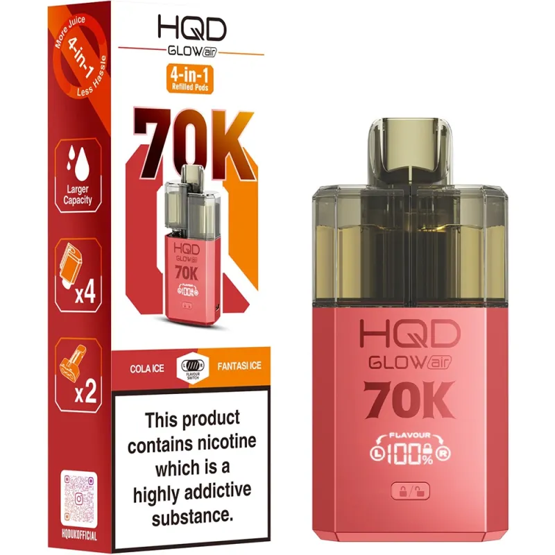 HQD Glow Air 70,000 Puffs Kits Cola Ice & Fantasi Ice