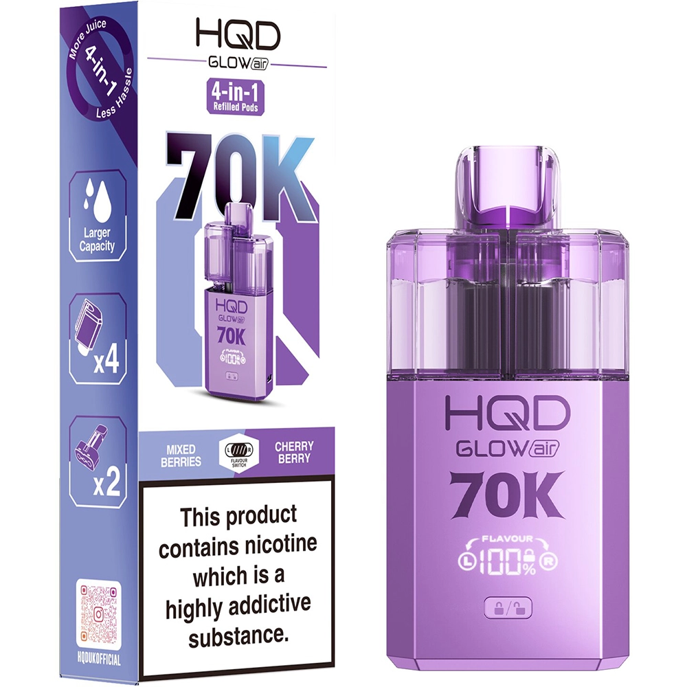 HQD Glow Air 70,000 Puffs Kits Mixed Berries & Cherry Berry 