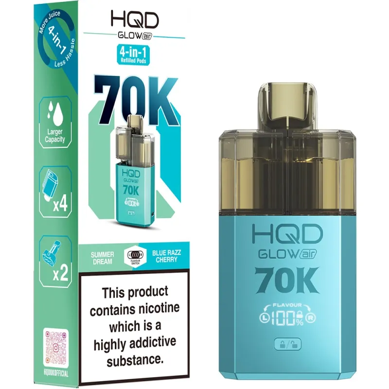 HQD Glow Air 70,000 Puffs Kits Summer Dream & Blue Razz Cherry