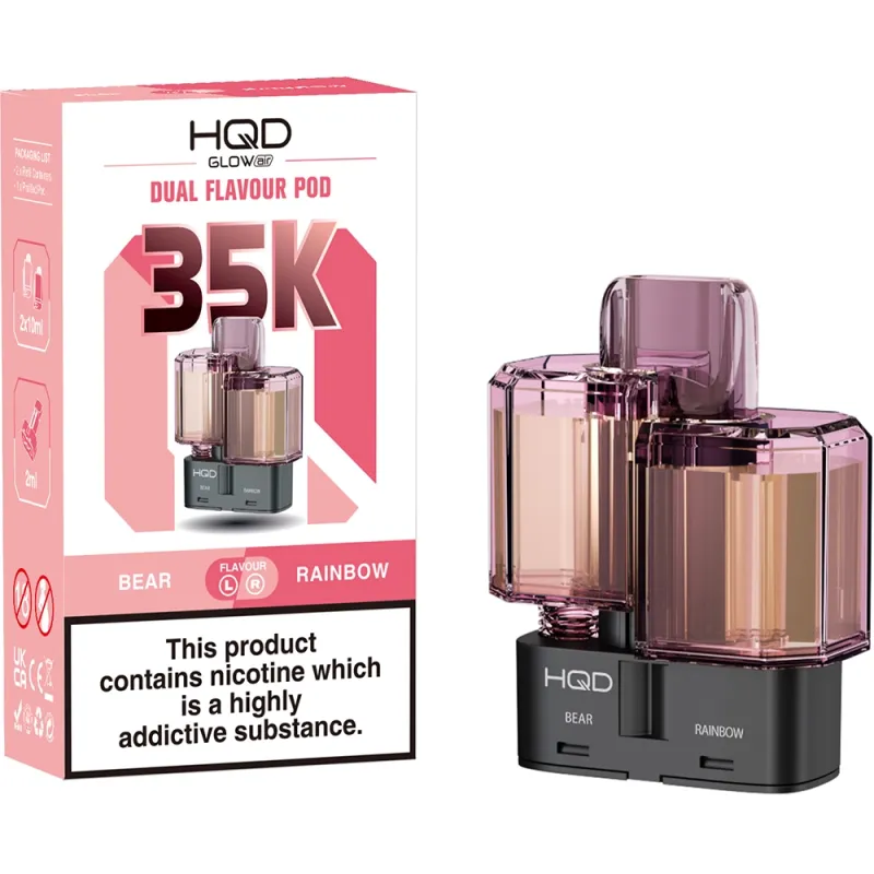 HQD Glow Air 35,000 Puffs Prefilled Pods Bear & Rainbow
