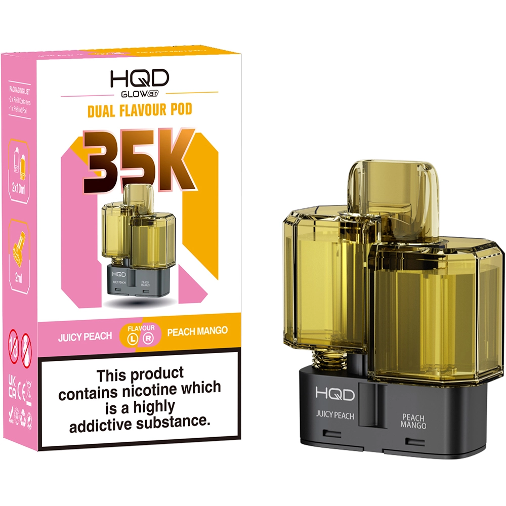 HQD Glow Air 35,000 Puffs Prefilled Pods Juicy Peach & Peach Mango