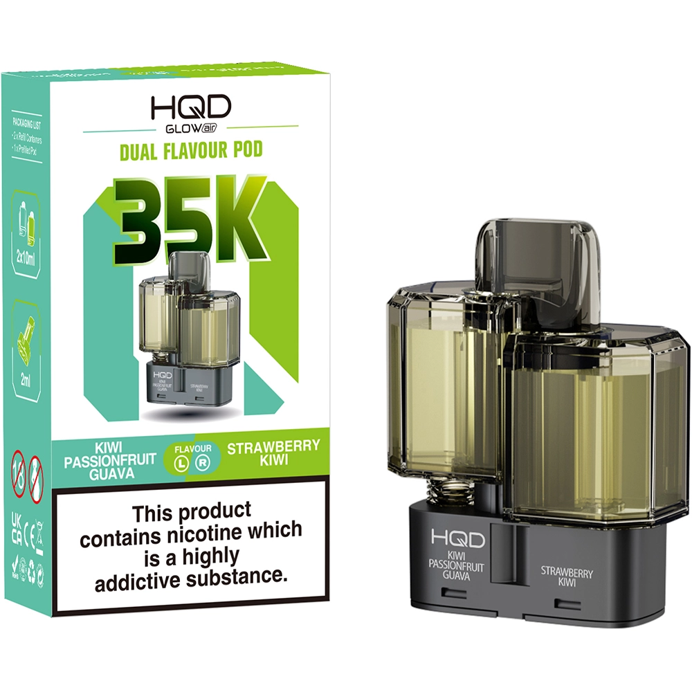 HQD Glow Air 35,000 Puffs Prefilled Pods Kiwi Passionfruit Guava & Strawberry Kiwi