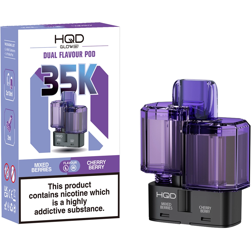 HQD Glow Air 35,000 Puffs Prefilled Pods Mixed Berries & Cherry Berry 