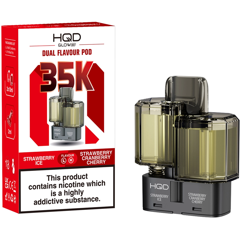 HQD Glow Air 35,000 Puffs Prefilled Pods Strawberry Ice & Strawberry Cranberry Cherry