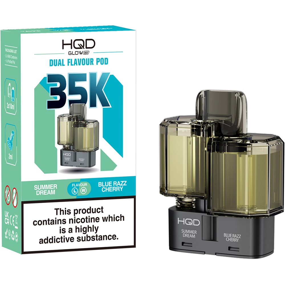 HQD Glow Air 35,000 Puffs Prefilled Pods Summer Dream & Blue Razz Cherry
