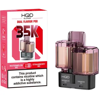 HQD Glow Air 35,000 Puffs Prefilled Pods Watermelon Bubblegum & Strawberry Bubblegum