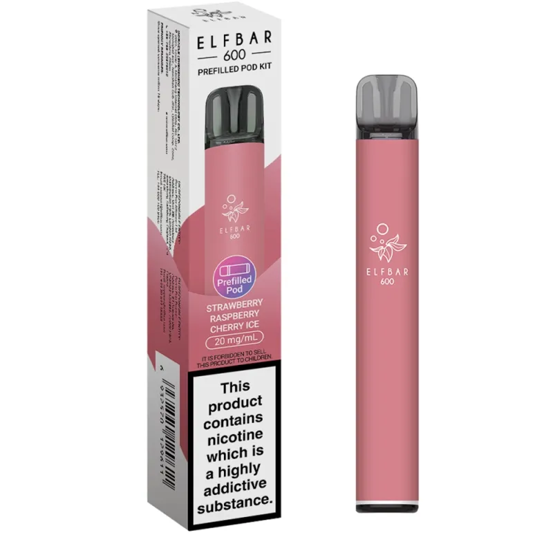 Elfbar 600 Puffs Kits Strawberry Raspberry Cherry Ice