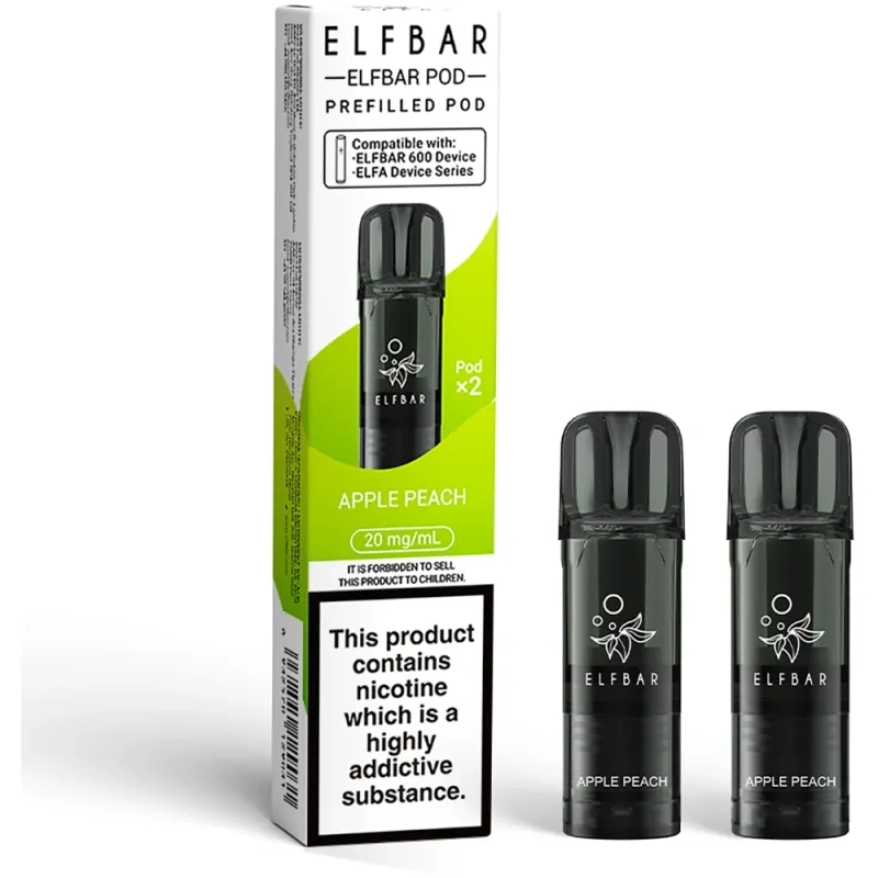 Elfbar 600 Puffs Prefilled Pods Apple Peach