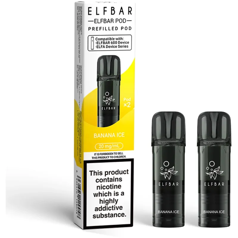 Elfbar 600 Puffs Prefilled Pods Banana Ice
