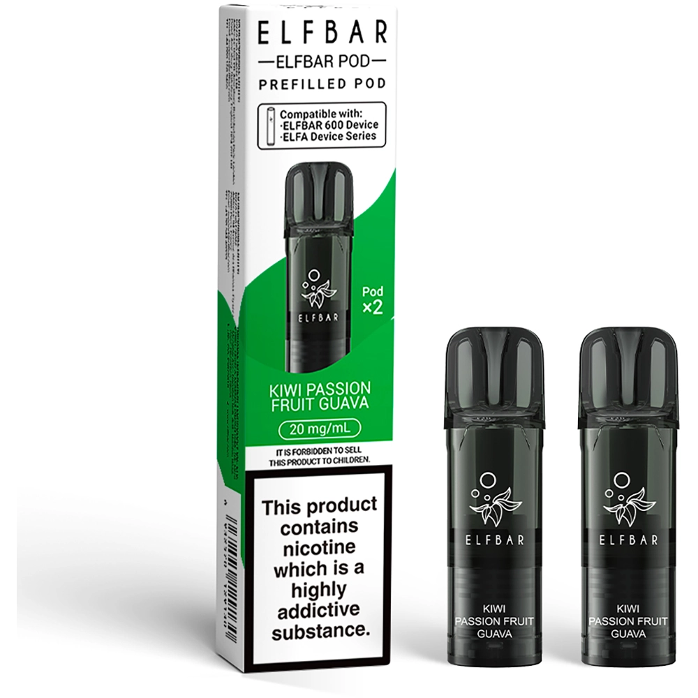 Elfbar 600 Puffs Prefilled Pods Kiwi Passion Fruit Gauva 