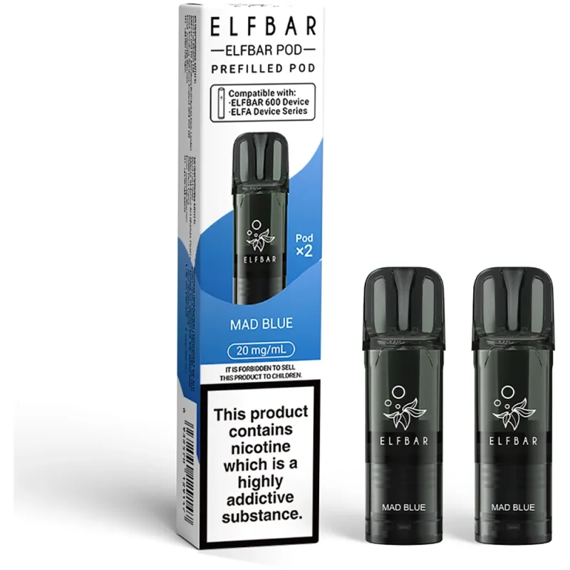 Elfbar 600 Puffs Prefilled Pods Mad Blue