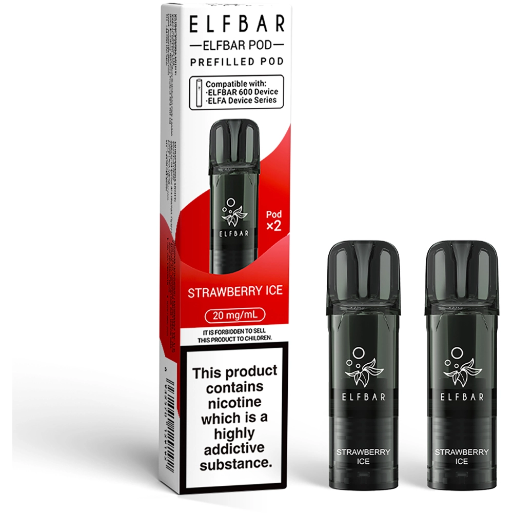 Elfbar 600 Puffs Prefilled Pods Strawberry Ice 