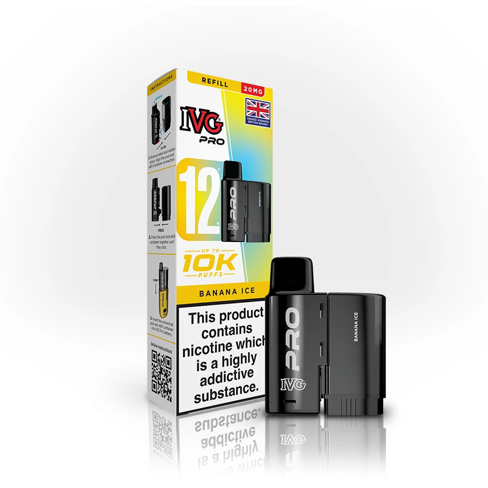 IVG Pro 12  10,000 Puffs Prefilled Pods Banana Ice
