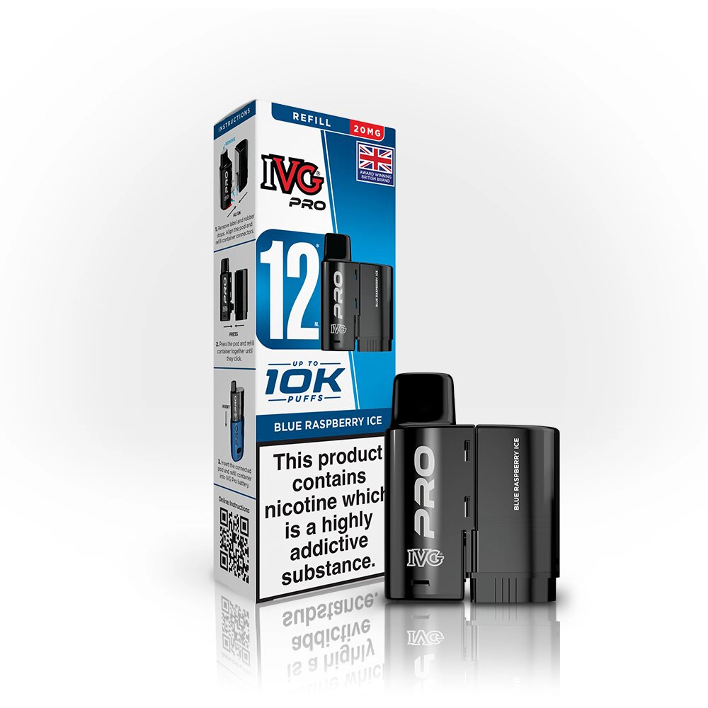 IVG Pro 12  10,000 Puffs Prefilled Pods Blue Raspberry Ice