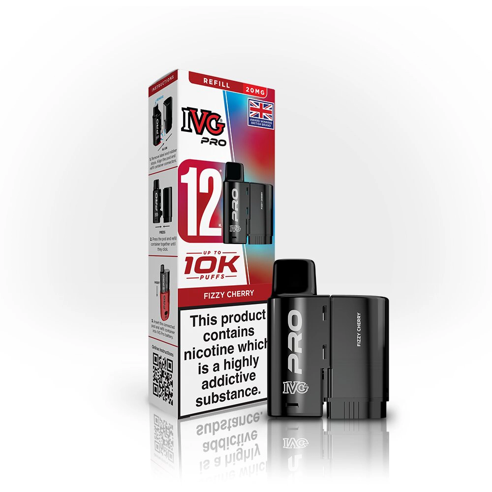 IVG Pro 12  10,000 Puffs Prefilled Pods Fizzy Cherry