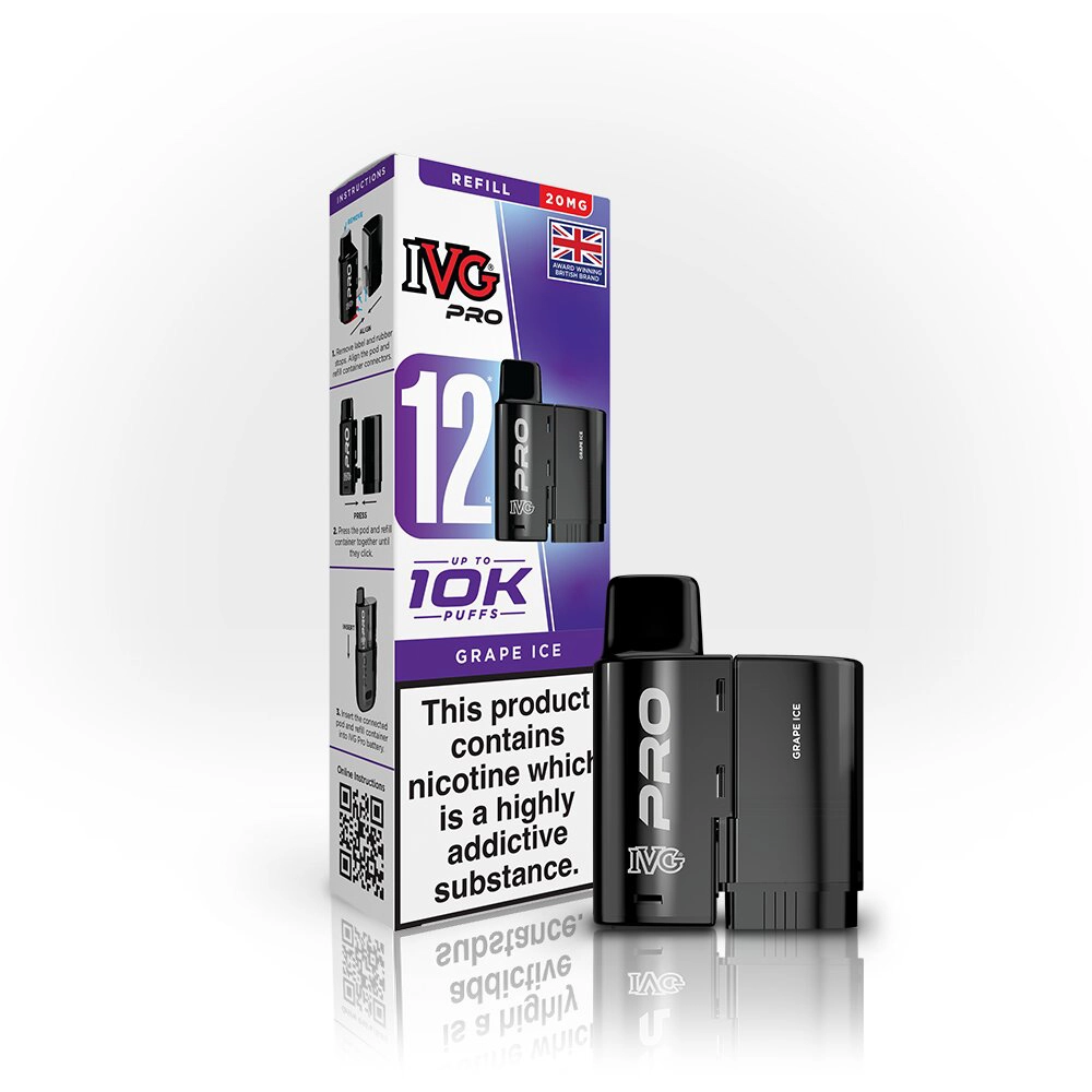 IVG Pro 12  10,000 Puffs Prefilled Pods Grape Ice