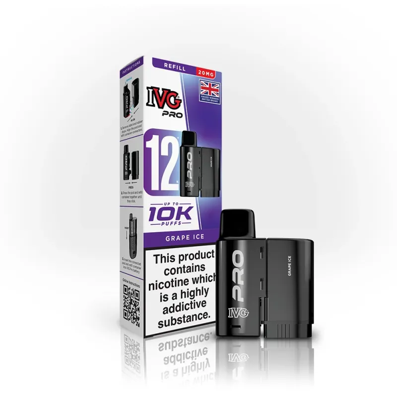 IVG Pro 12 10,000 Puffs Prefilled Pods Grape Ice