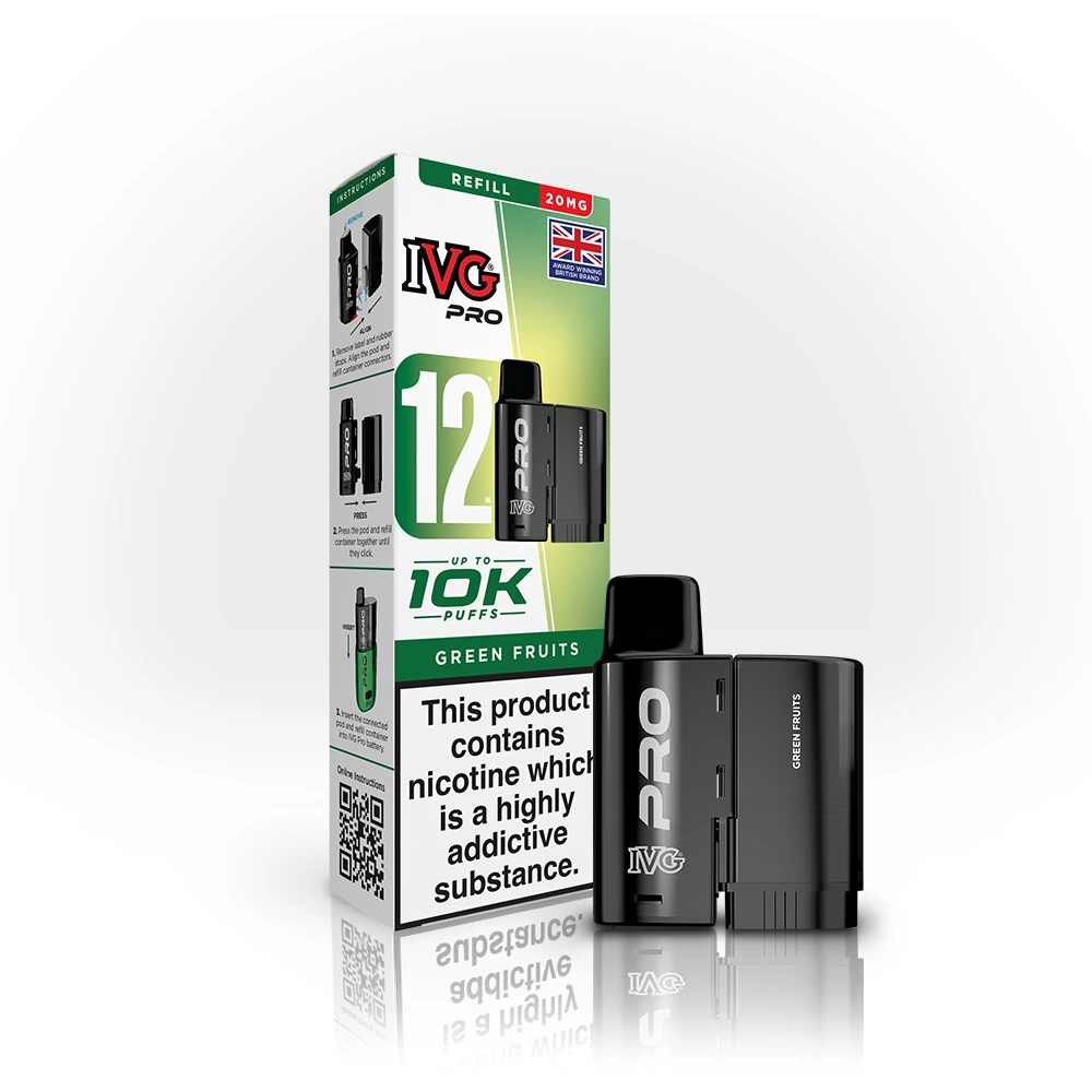 IVG Pro 12  10,000 Puffs Prefilled Pods Green Fruits