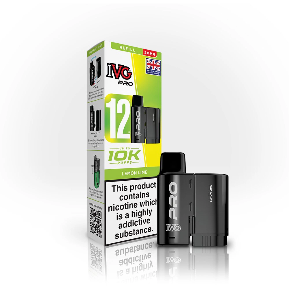 IVG Pro 12  10,000 Puffs Prefilled Pods Lemon Lime