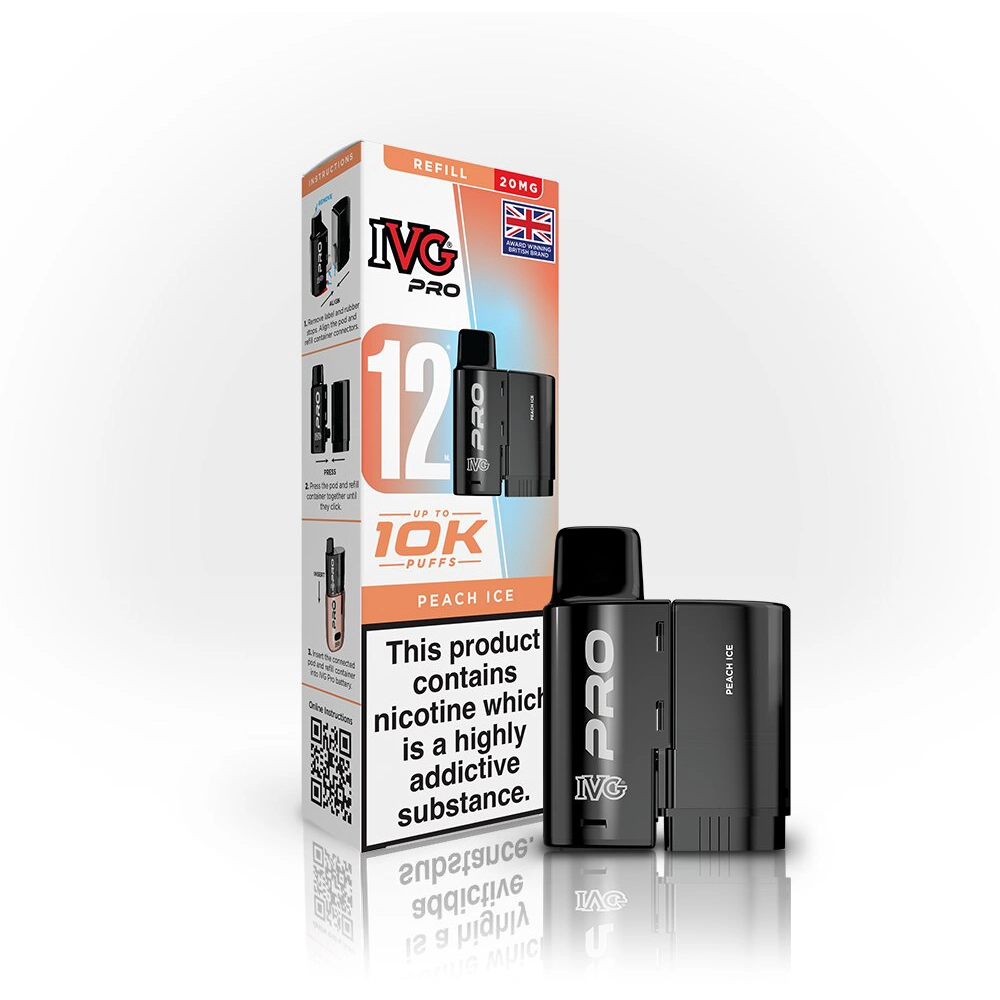 IVG Pro 12  10,000 Puffs Prefilled Pods Peach Ice