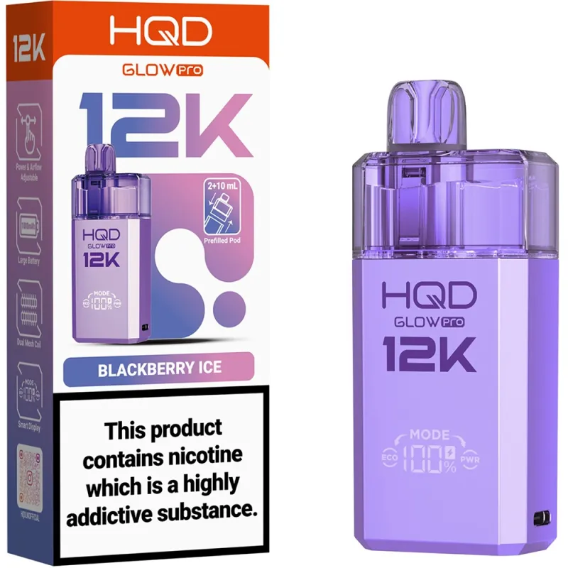 HQD Glow Pro 12,000 Puffs Kits Blackberry Ice