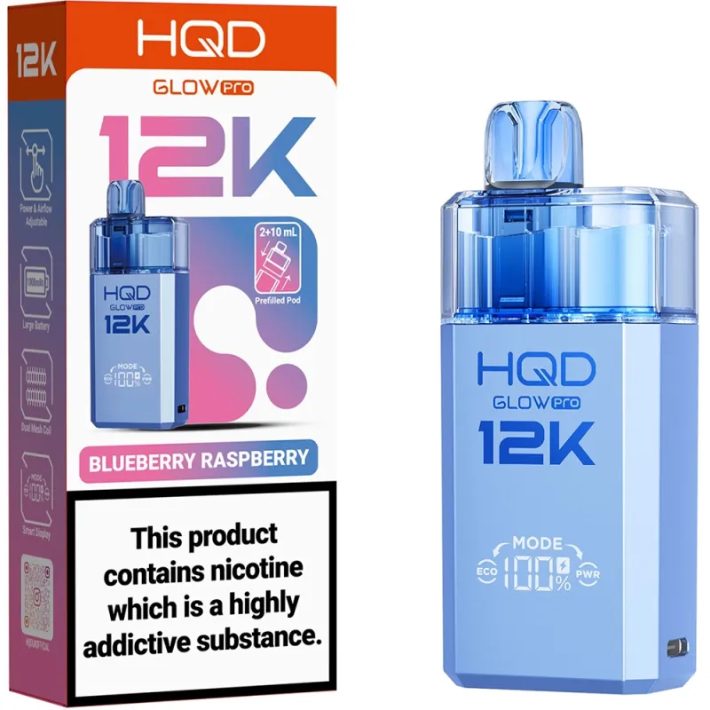 HQD Glow Pro 12,000 Puffs Kits Blueberry Raspberry