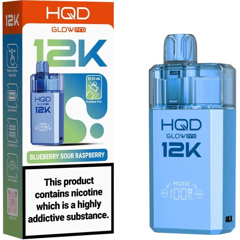 HQD Glow Pro 12,000 Puffs Kits Blueberry Sour Raspberry