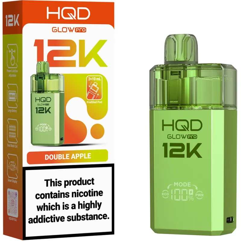 HQD Glow Pro 12,000 Puffs Kits Double Apple