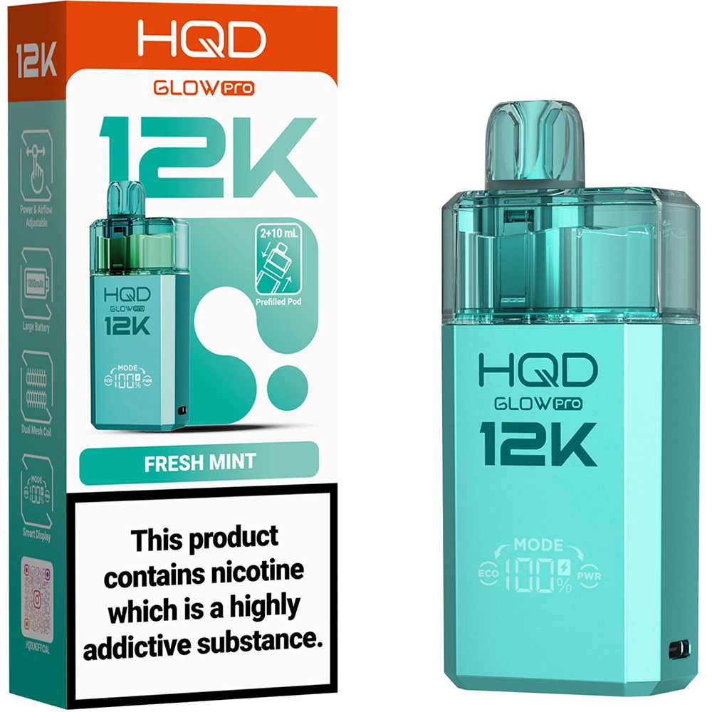 HQD Glow Pro 12,000 Puffs Kits Fresh Mint