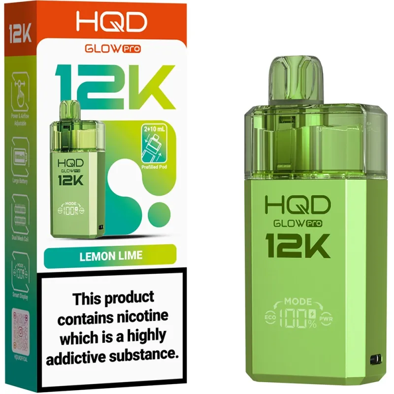 HQD Glow Pro 12,000 Puffs Kits Lemon Lime
