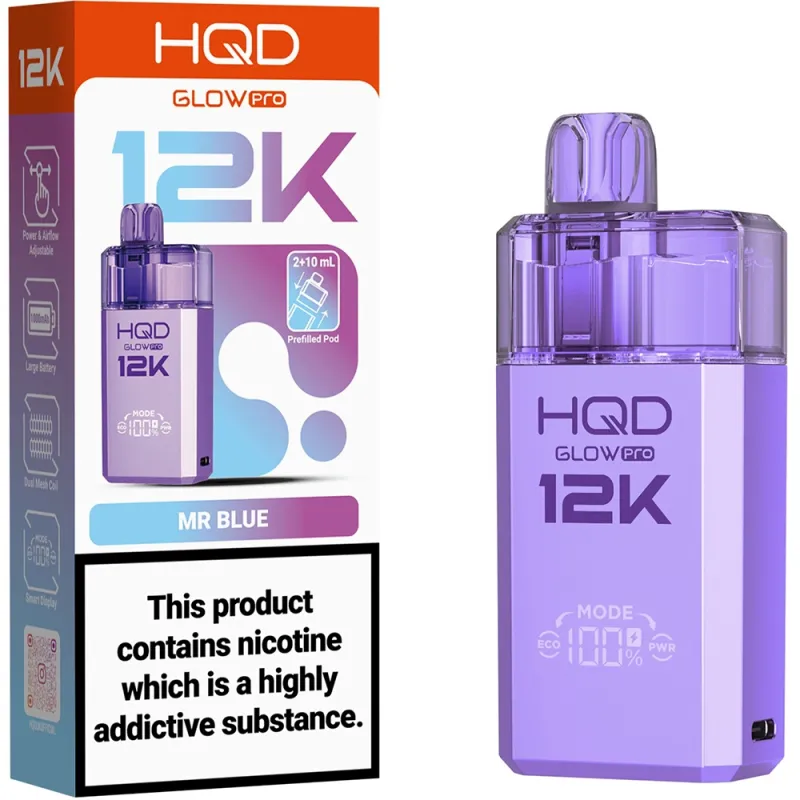 HQD Glow Pro 12,000 Puffs Kits Mr Blue