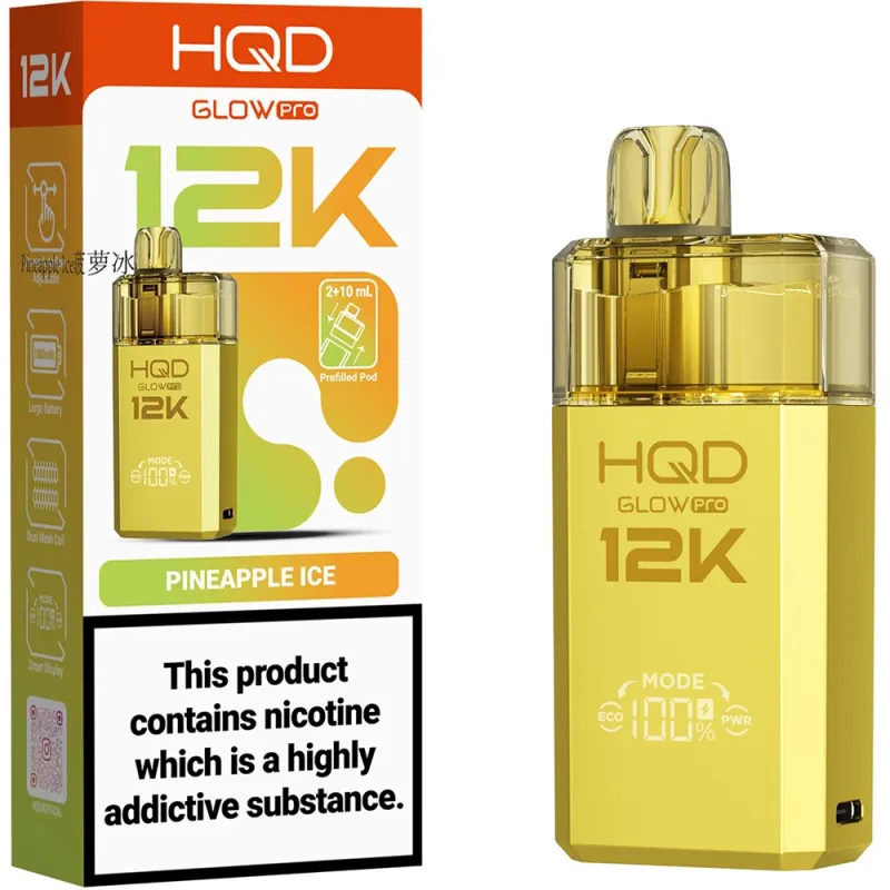 HQD Glow Pro 12,000 Puffs Kits Pineapple Ice