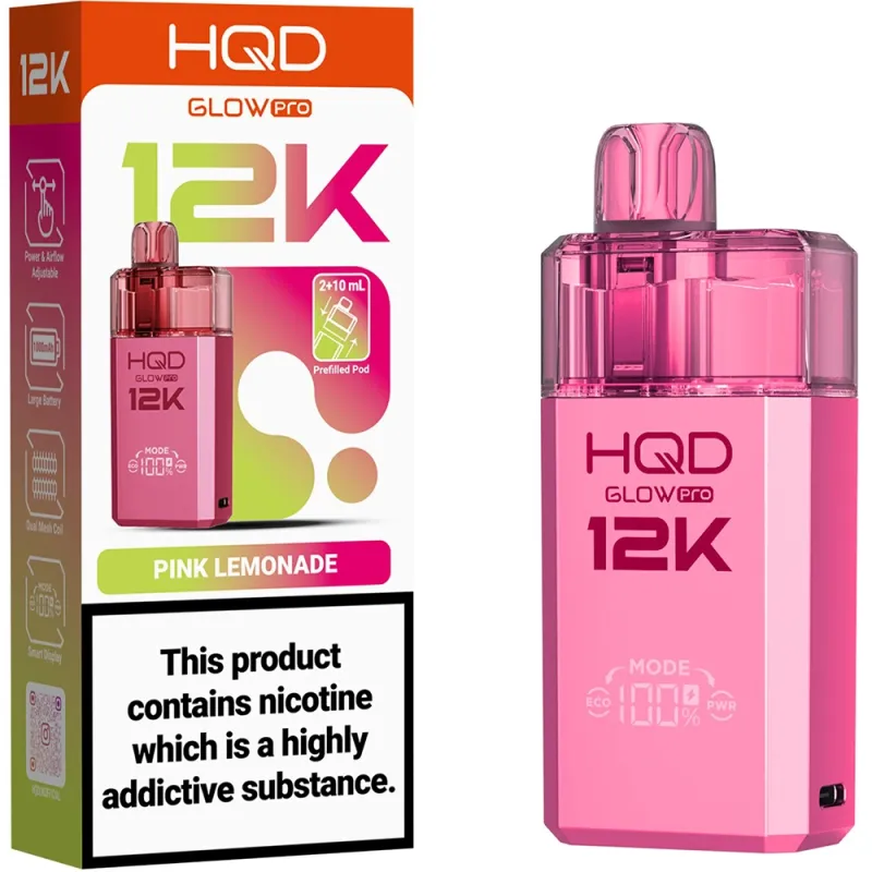 HQD Glow Pro 12,000 Puffs Kits Pink Lemonade
