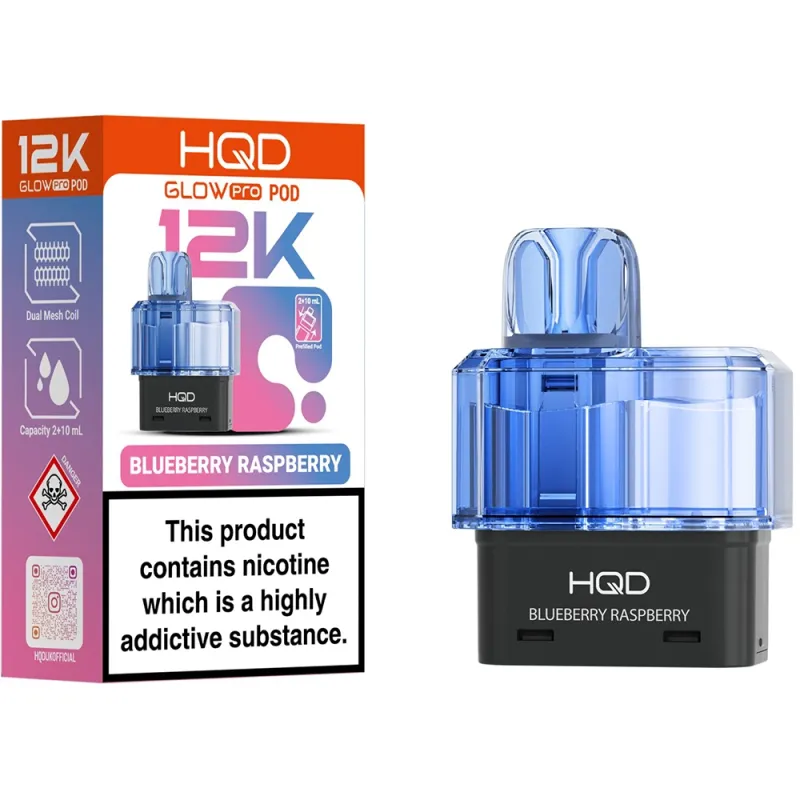 HQD Glow Pro 12,000 Puffs Prefilled Pods Blueberry Raspberry