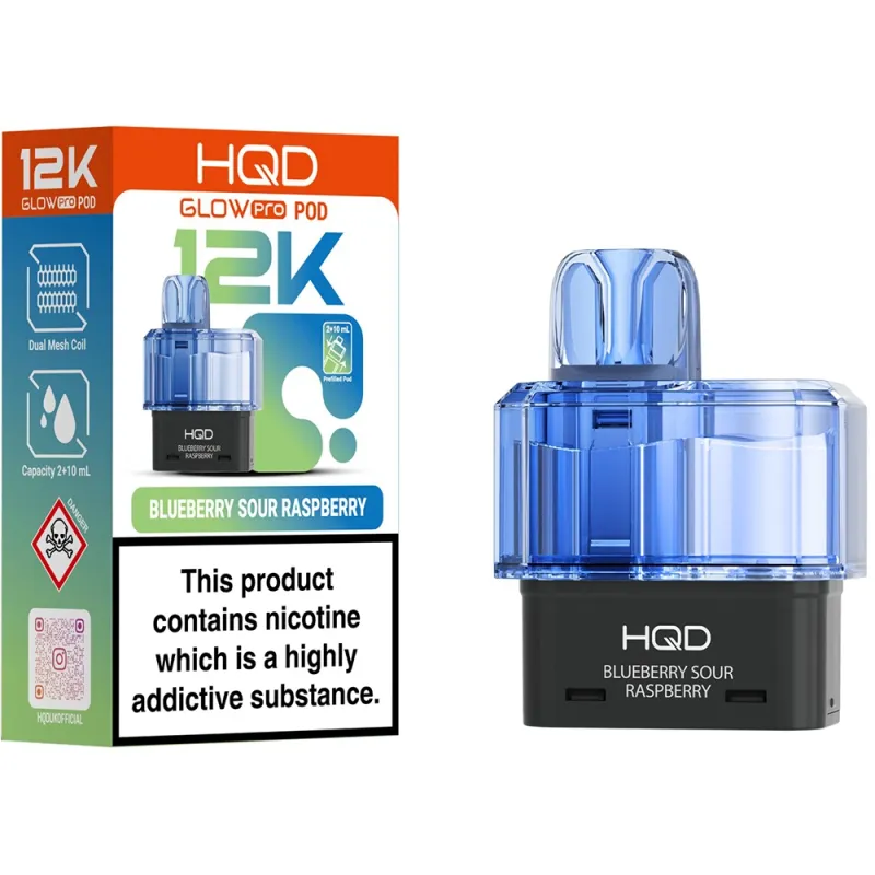 HQD Glow Pro 12,000 Puffs Prefilled Pods Blueberry Sour Raspberry