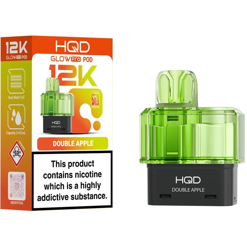 HQD Glow Pro 12,000 Puffs Prefilled Pods Double Apple