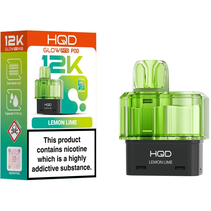 HQD Glow Pro 12,000 Puffs Prefilled Pods Lemon Lime